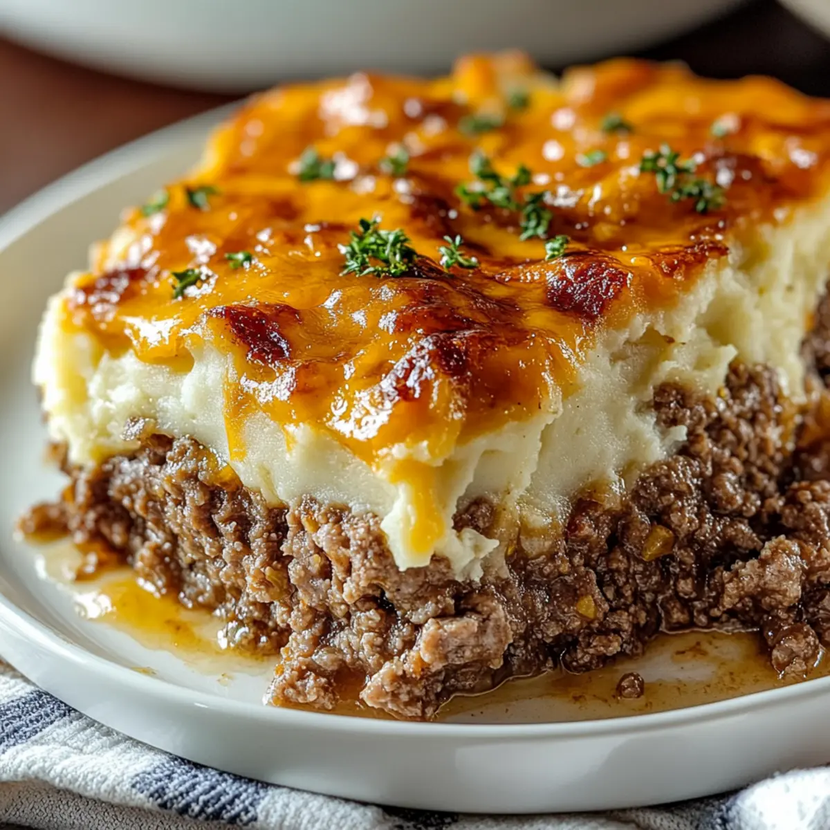 Meatloaf with Mashed Potatoes and Cheese