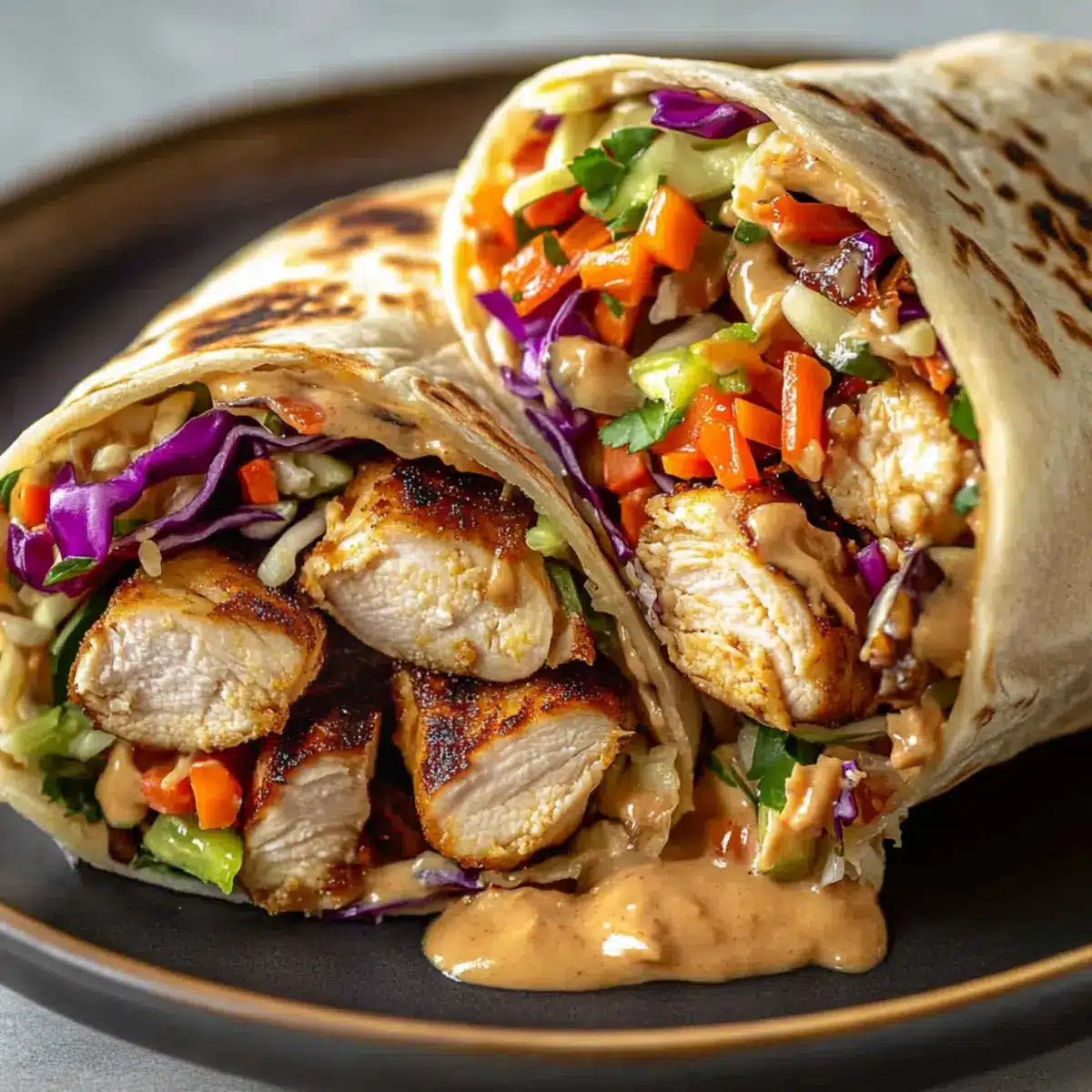 Thai Chicken Wrap with Crunchy Asian Slaw