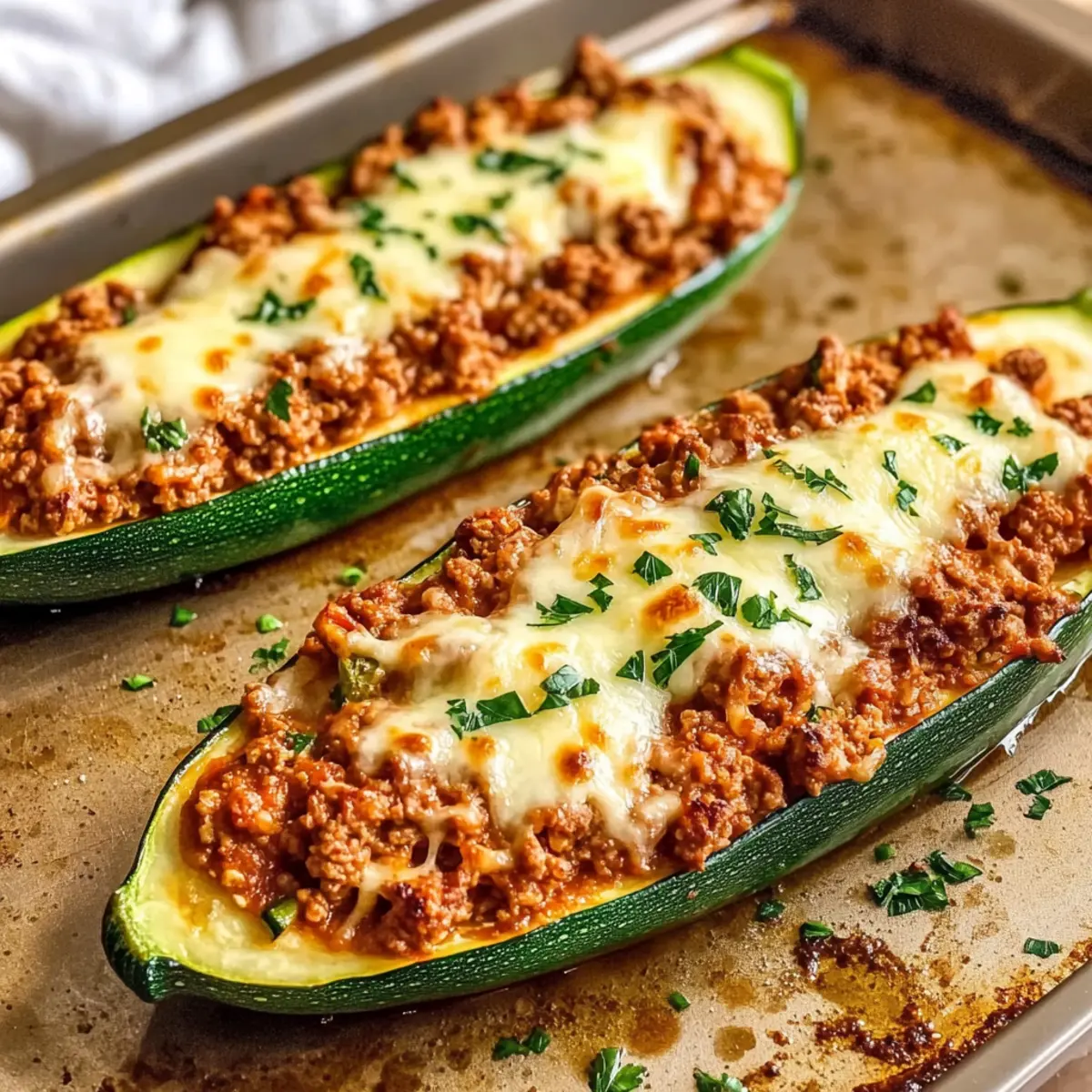 Ground Beef Zucchini Boats