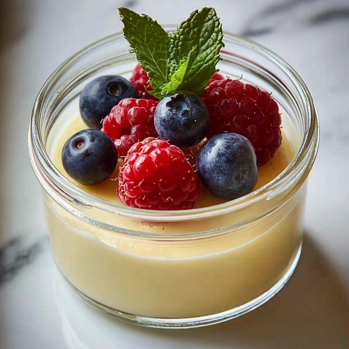 Vegan Lemon Posset in Jars with Fresh Berries and Mint