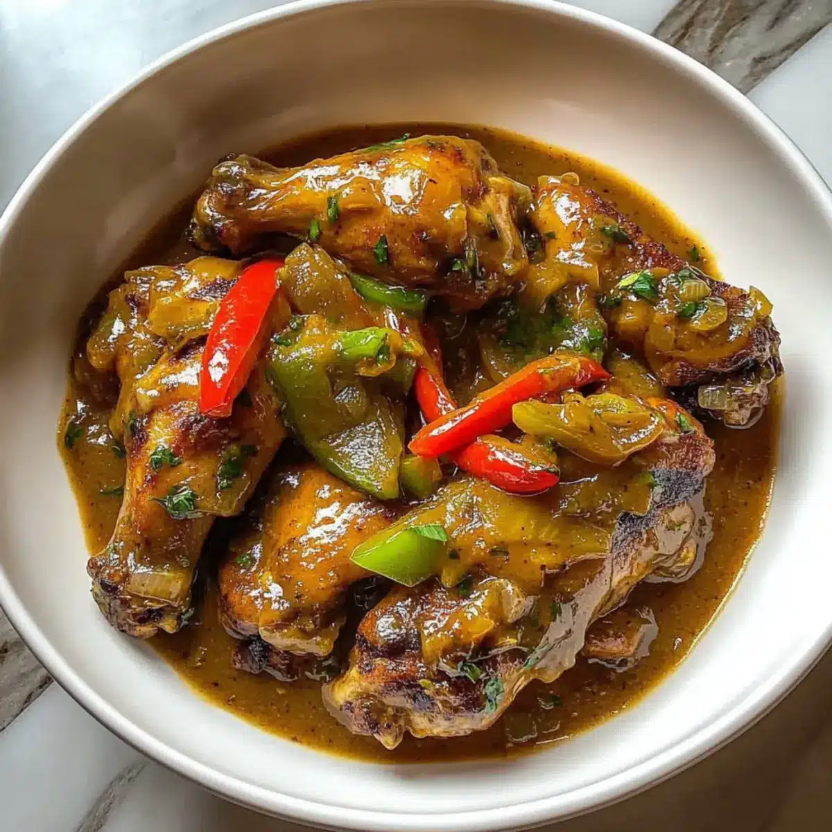 Smothered Chicken Wings with Bell Peppers and Onions Bliss