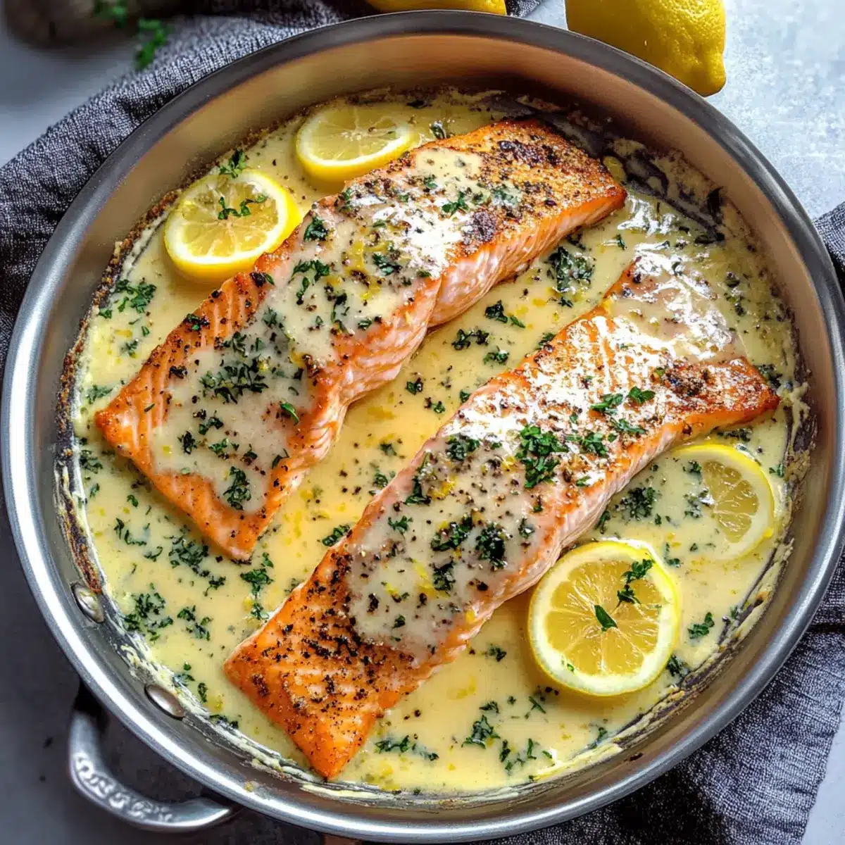 Baked Salmon with Lemon Butter Cream Sauce for Easy Elegance