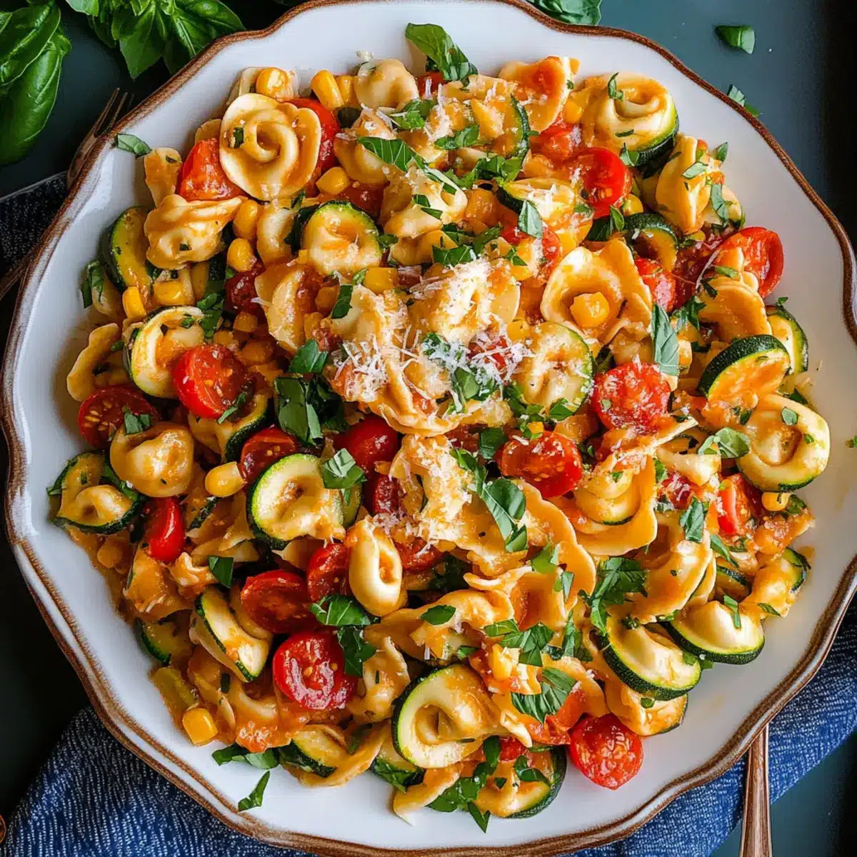 Cheese Tortellini with Summer Veggies for a Quick Delight