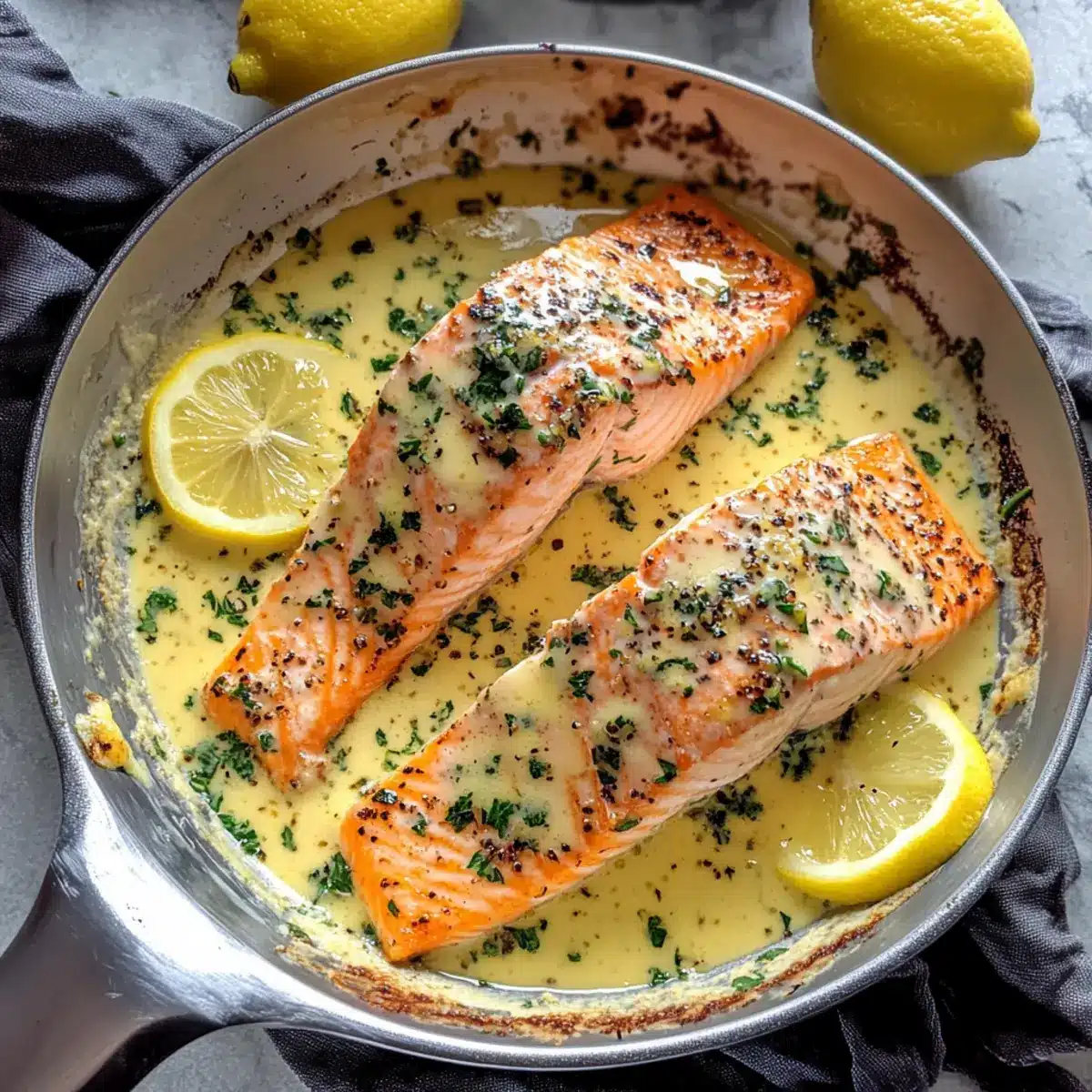 Baked Salmon with Lemon Butter Cream Sauce for Easy Elegance